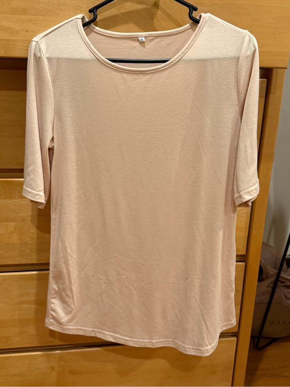 Women's Scoop Neck Short Sleeve Top - Light Beige